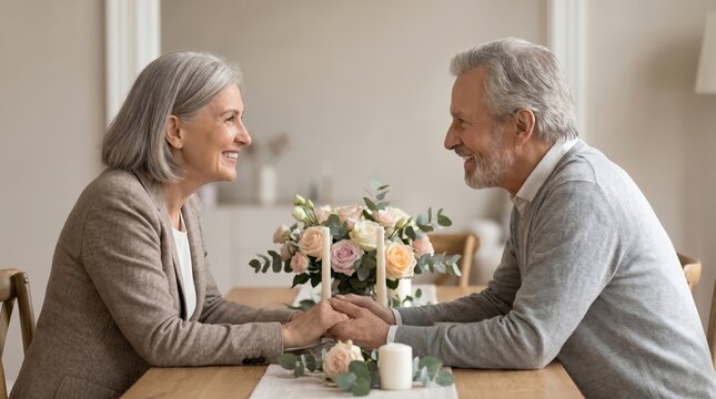 Senior Couple Holding Hands Celebrating Senior Citizen Day