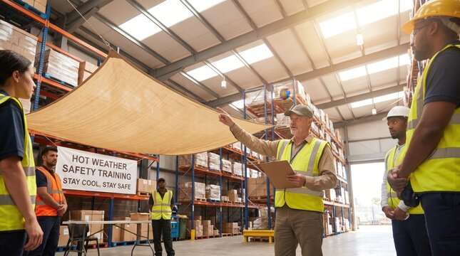 Warehouse Worker Discussing Heatwave Safety Training