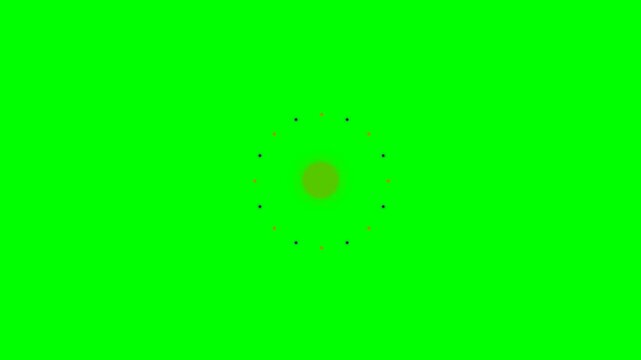 A vibrant yellow circle surrounded by a symmetrical pattern of small dots