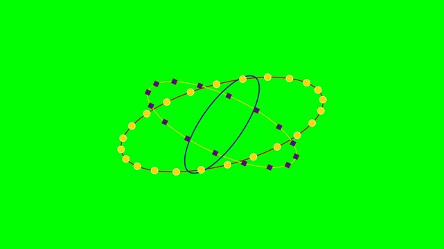 Abstract geometric visualization of intersecting elliptical orbital paths