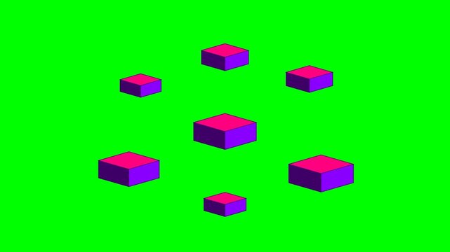 Vibrant purple and pink isometric cubes arranged in a circular pattern