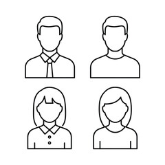 Fototapeta premium Conjunto de cuatro líneas simples que representan a diversas personas y avatares de usuario