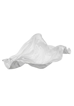 luxurious transparent charmeuse silk fabric billowing upwards, suspended in a minimalist high-key studio with soft rim light and bokeh focus. concept of ethereal fluidity and sophistication