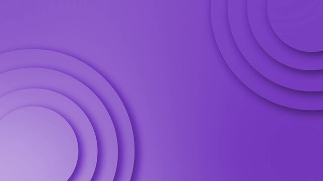Abstract background with layered circular paper shapes in the corners and soft shadows animation