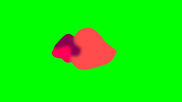 Abstract red and purple organic blob shape centered on a bright green screen