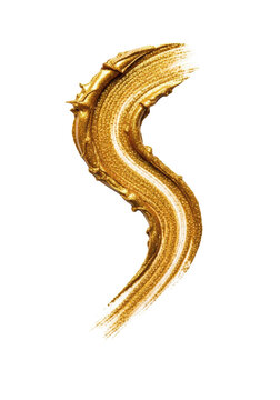 abstract, vertical s-curve line painted in ultra-thick, textured liquid gold glitter pigment against an immaculate white background with strong rim lighting, hyperdetailed macro shot, luxurious