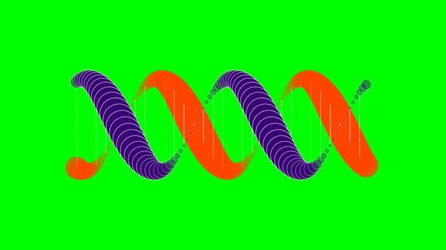 Abstract dna double helix structure rendered in purple and orange colors