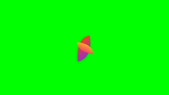 A vibrant gradient leaf icon isolated on a solid chroma key green background