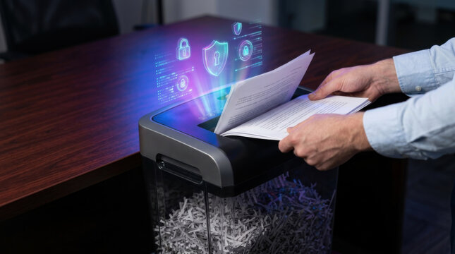 Document shredding paper security privacy shredder office hand document data