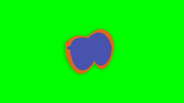 Abstract organic blue shape with orange border on a vibrant green background