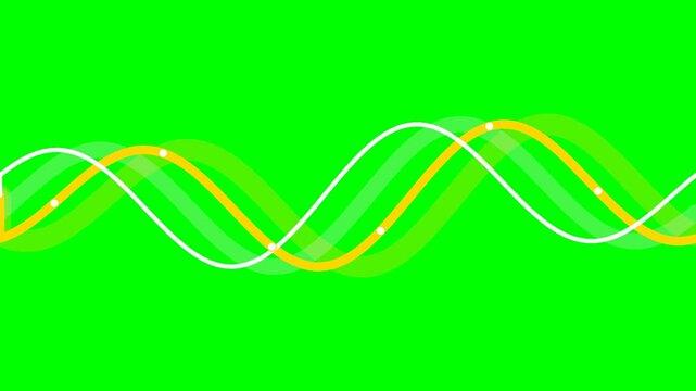 Abstract illustration of flowing white and yellow sine waves on green