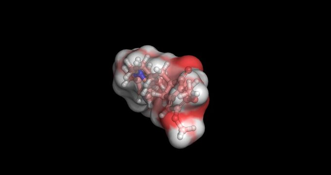 Donepezil, acetylcholinesterase inhibitor for Alzheimer's disease treatment, 3D molecule spinning, 4K