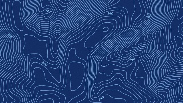 Ocean topographic map with depth markings, dark blue background