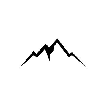 mountain peak summit line logo illustration