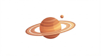 Saturn planet with rings and moon vector illustration on white background © Lapak orang bejo