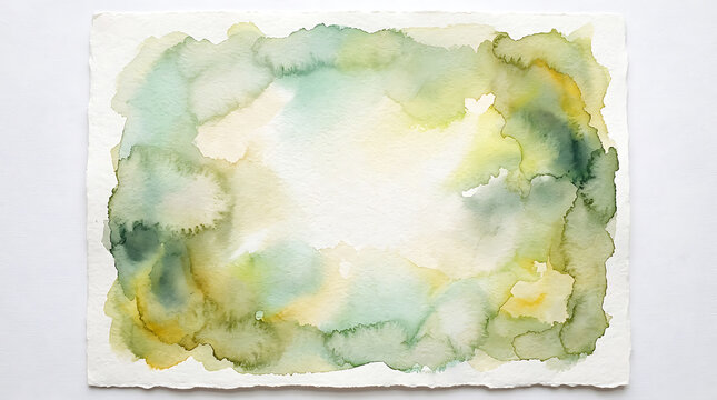 Soft watercolor abstract map with green and beige tones