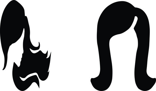 Black Different Hair Style Icon Set Collection Featuring Afro, Curly, Braided, Dreadlocks, Fade, Buzz Cut, Mohawk, Ponytail, Bun, Waves, Twists, Cornrows, Silhouette Vector Design Pack