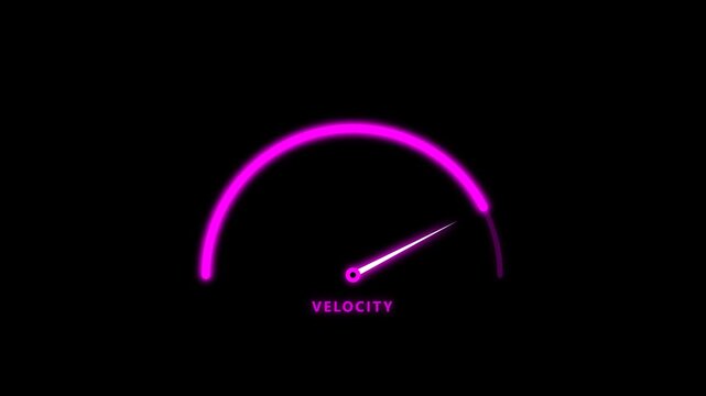 Velocity Speed Gauge Glowing Neon Meter Digital Animation for User Interface