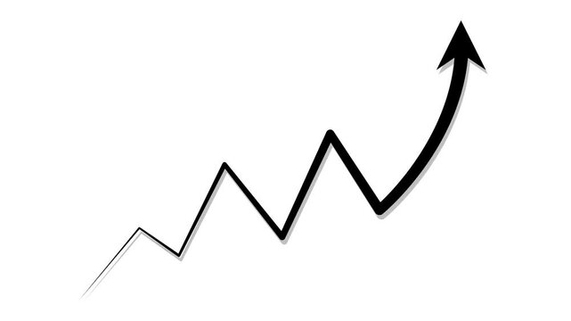 Rising line arrow growth success and upward business progress animation