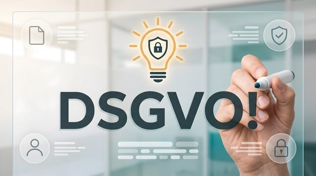 Corporate privacy regulation planning board writing DSGVO text for data protection and legal compliance strategy