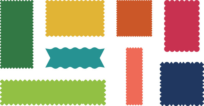 Colorful Scalloped Edge Label and Banner Shape Collection for Decorative Design Templates