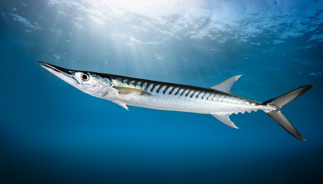 silver barracuda fish shown in side profile