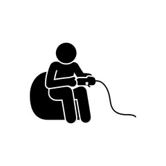 Man playing video games with a controller icon © Suriya