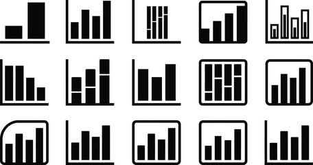 Obraz premium Bar Graph UI Icons Set Digital Dashboard Analytics Vector Clipart