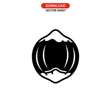 Simple hazelnut icon, vector graphic, isolated on white background