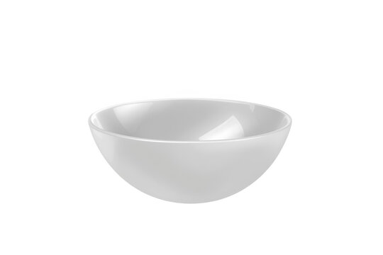 Glossy white shallow bowl isolated