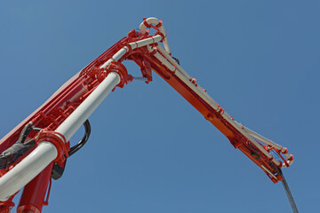 Hydraulic Articulated Boom of Truck Mounted Concrete Pump Construction Site © markobe