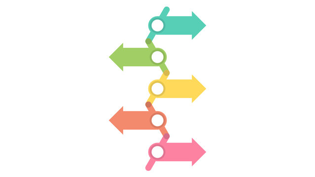 Colorful 5 Step Infographic Timeline Template with Alternating Arrows