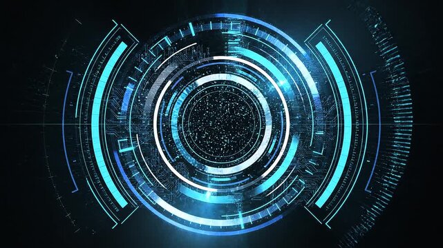Circle hud head up display interface element for futuristic cyber technology concept with dark and grain. New