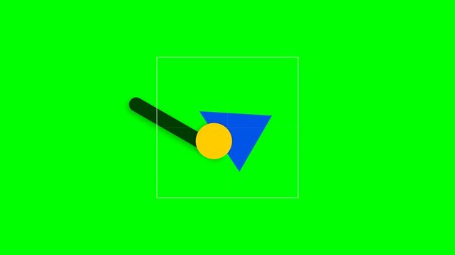 Abstract geometric composition with a yellow circle and blue triangle shapes