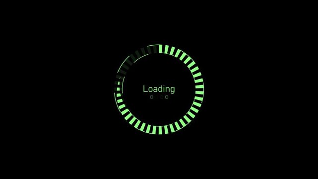 Minimal circular loading indicator and the word loading animation, Waiting progress and system startup