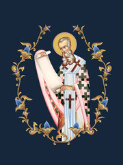 Obraz premium Anastasius I Dicorus. Decorative vintage floral illustration in Byzantine style