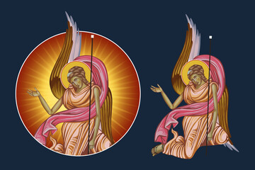 Obraz premium Illustration - fresco with angels set in Byzantine style
