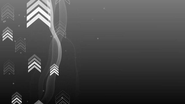 Abstract background with flowing vertical lines and upward chevron arrows animation