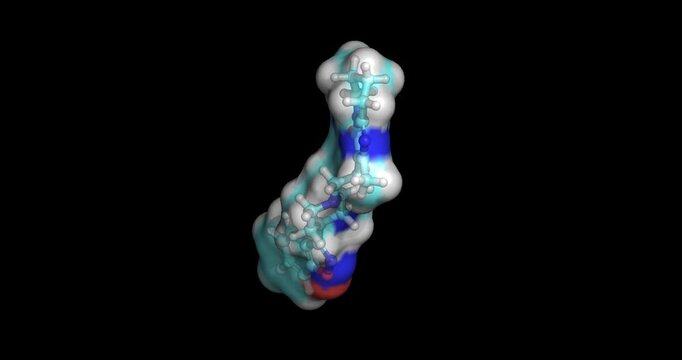 Risperidone, atypical antipsychotic for schizophrenia and bipolar disorder treatment, 3D molecule spinning, 4K