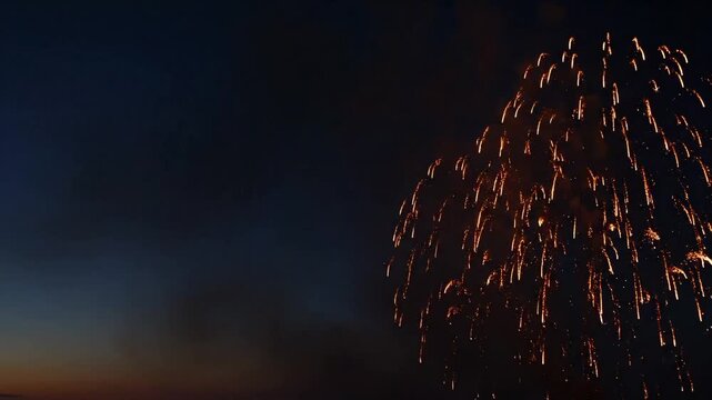 Golden Fireworks Display Night Sky Celebration Burst Background 4K
