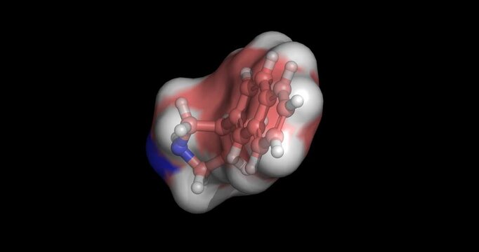 Centanafadine, triple reuptake inhibitor for ADHD treatment, 3D molecule spinning, 4K