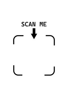 Black arrow pointing to square with Scan Me text above,  symbolizing QR code or scanning. Vector illustration