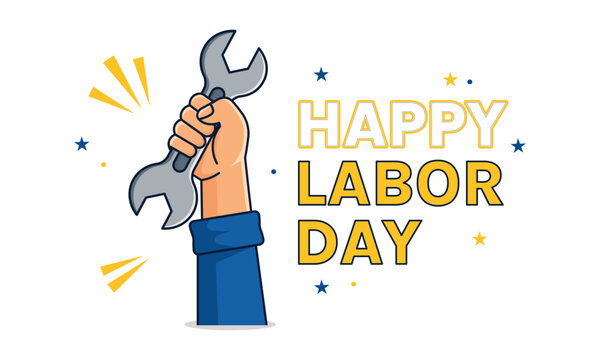 happy labor day wrench hand vector