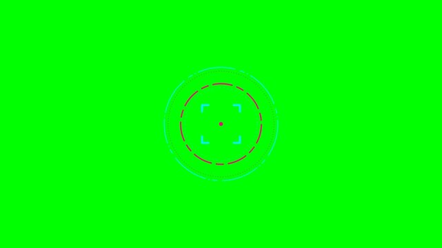 Digital circular targeting reticle overlay on a vibrant green background