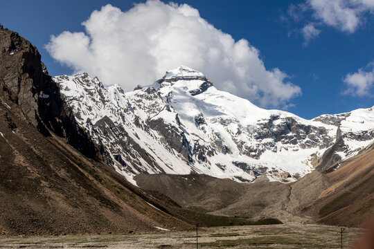 Adi Kailash Mountain Peak with Snow-Covered Himalayan Landscape, Uttarakhand, India