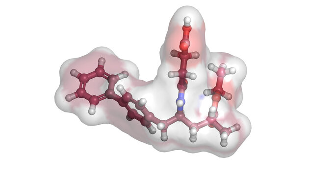 Sacubitril, neprilysin inhibitor for heart failure therapy, 3D molecule 4K