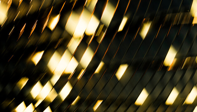 Abstract reflective metal surface with golden light and diagonal