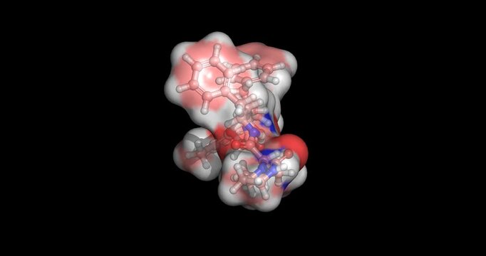 Lopinavir, HIV-1 protease inhibitor for antiretroviral combination therapy, 3D molecule spinning, 4K