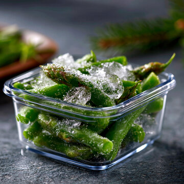 Fresh asparagus spears in glass container with crushed ice asparagus vegetables