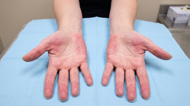 Palmar Erythema Clinical Presentation &ndash; Real Medical Photograph
